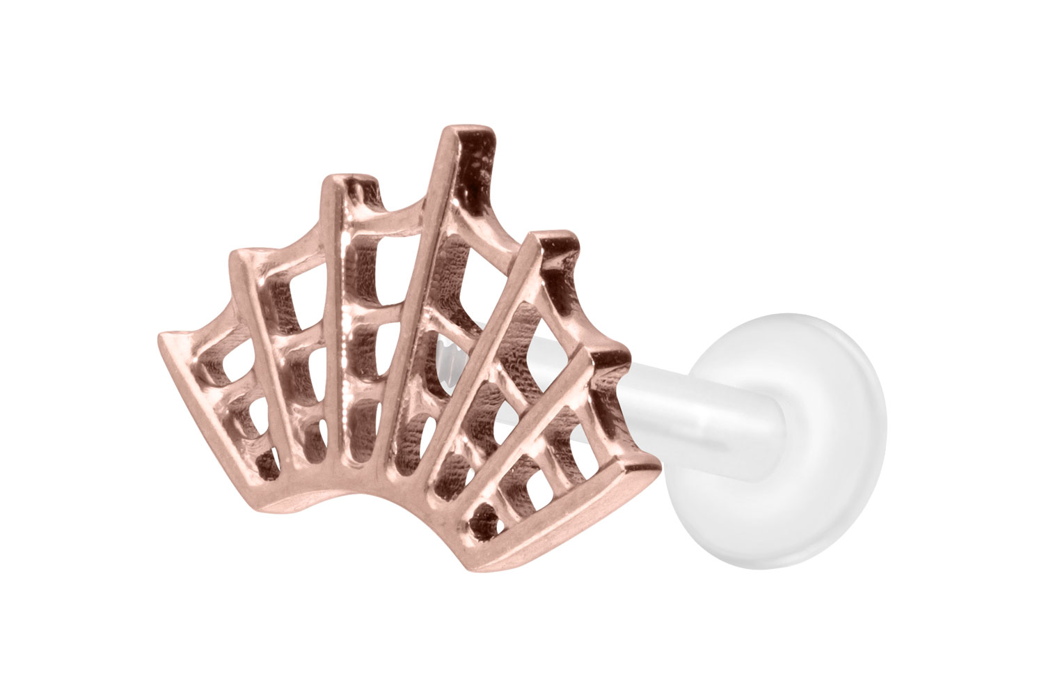 PTFE Labret Piercing mit Innengewinde + Titan-Aufsatz SPINNENNETZ